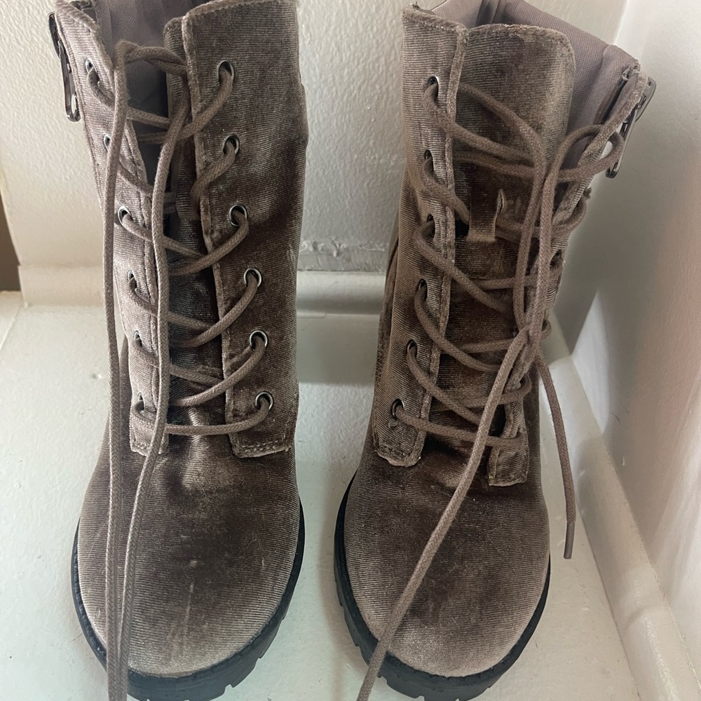 Madden girl velvet combat boots